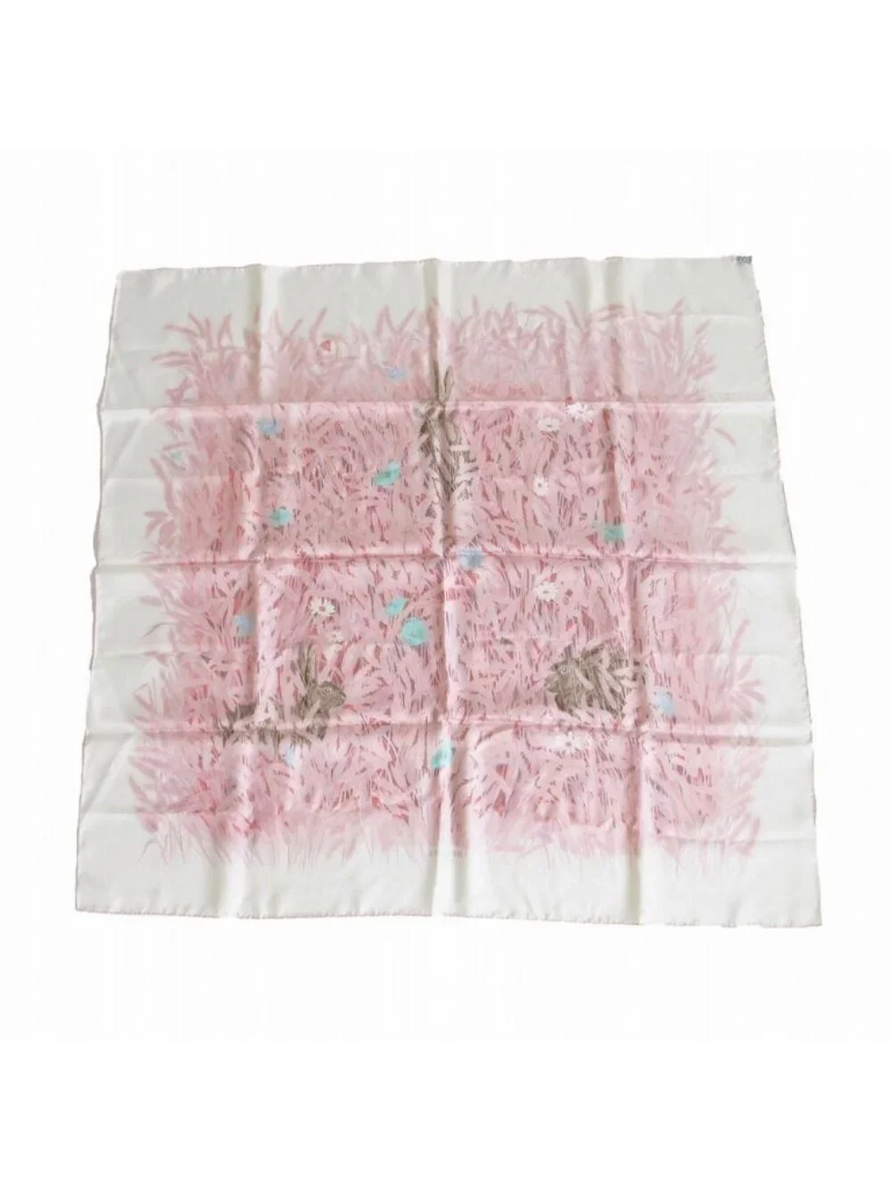Hermes Scarf Silk Carre 90 Lapins Dans Un Champ de Wheat Field and Rabbit Pink